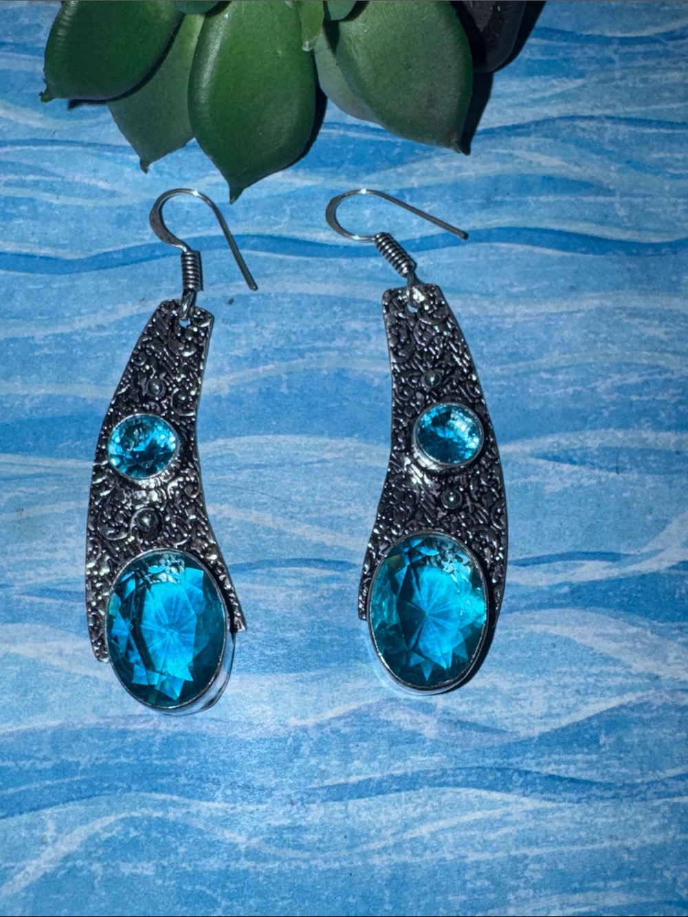 Silver Blue Topaz Earrings